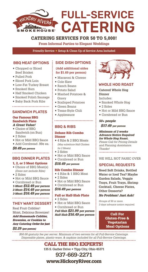 Full-Service Catering Menu in Tipp City, Ohio • Hickory River Smokehouse