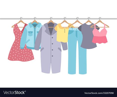 Clothes on hangers garment with hanger Royalty Free Vector