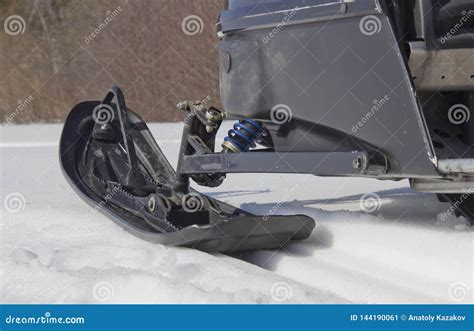 The skis of the snowmobile stock image. Image of fast - 144190061