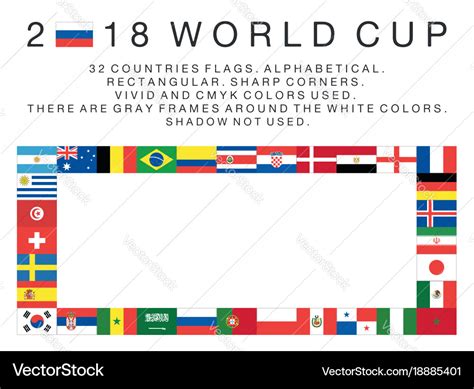 Rectangular flags of 2018 world cup countries Vector Image