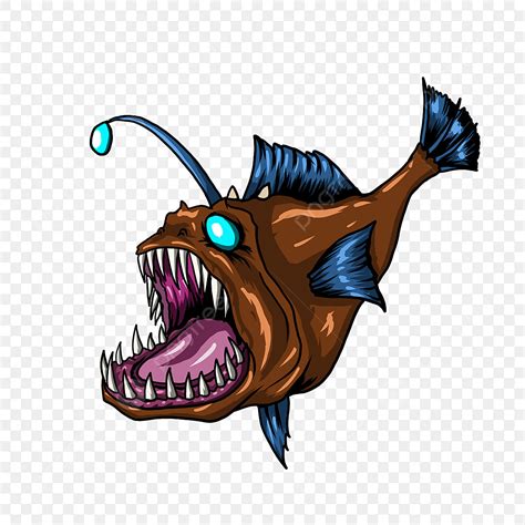 Anglerfish Clipart PNG Images, Blue Eyed Anglerfish Cartoon American Man Animal Mascot Logo ...