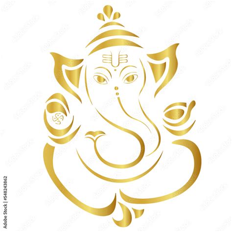 Vetor de Hindu god Vinayagar or Ganesha golden outline vector ...