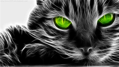 Black cat with green eye portrait photo HD wallpaper | Wallpaper Flare