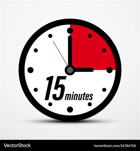 15 - fifteen minutes clock icon isolated Vector Image