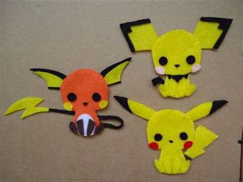 Pikachu Pichu and Raichu pins :3 pokemon plushies | Felt crafts, Felt toys, Felt ornaments