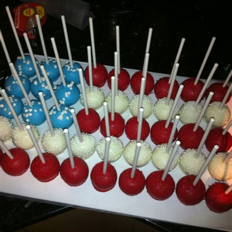 Patriotic cake pops Military Mom, Military Ball, Patriotic Cake Pops, Deployment Party, Navy ...