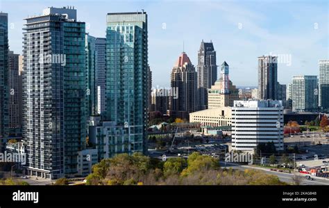 Mississauga skyline, modern high rise towers, Mississauga, Ontario ...