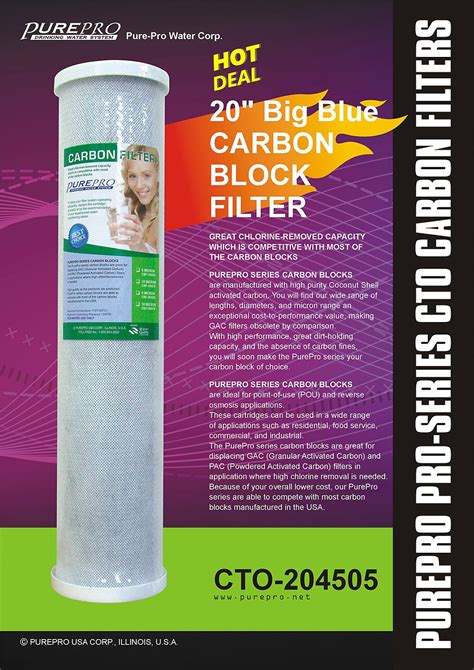 PurePro® USA 20" Big Blue Carbon Block Filter CTO - PurePro CTO-204505