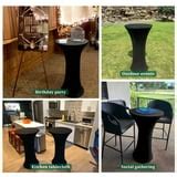 Pesonlook 6 Pack 32"x43" Cocktail Table Covers Round Black Spandex Tablecloth Stretch Elastic ...