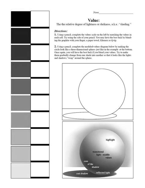 shading spheres worksheet - Google Search | School art projects, Art lesson plans, Value in art