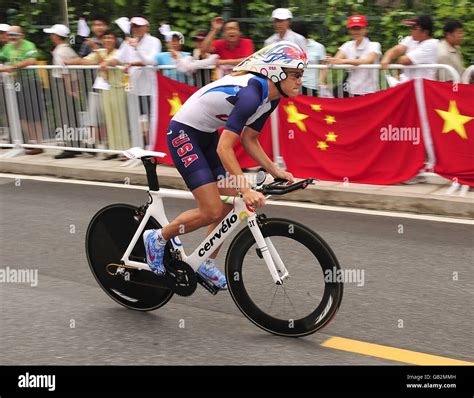 Kristin Armstrong of the USA on her way to the Gold Medal she won in ...