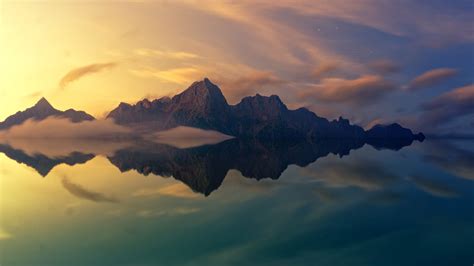 Beautiful Mountains Clear Reflection In Water 4k