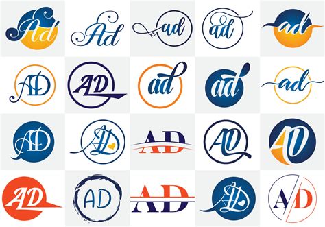 A D Letter Logo Design. Creative A D Letters icon set vector. 4878079 Vector Art at Vecteezy