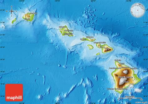 Physical Map of Hawaii