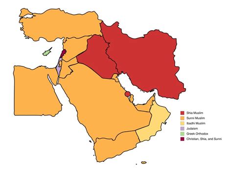 Dominant religion of each country in the Middle East : Maps