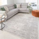 Modern Soft Grey Gold Distressed Abstract Living Room Rug - Moonshine | Living Room Rugs ...