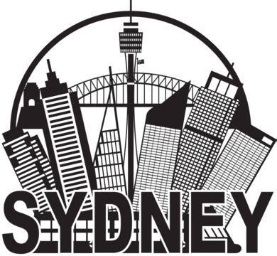 Sydney Australia Skyline Black And White Illustration Vector Landmarks Background Vector, Vector ...