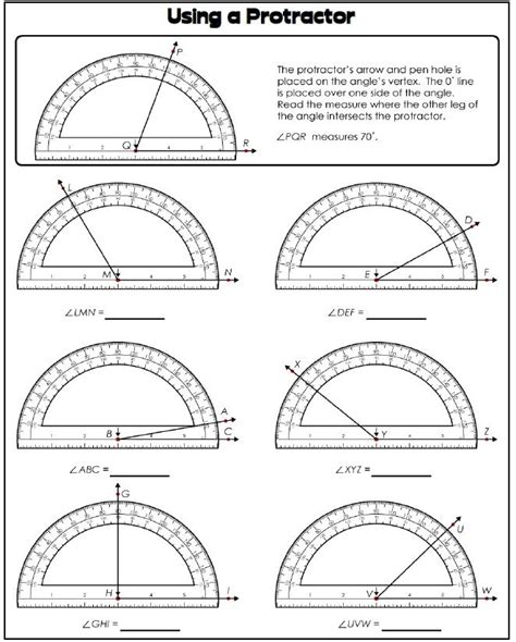 Measuring Angles Worksheets