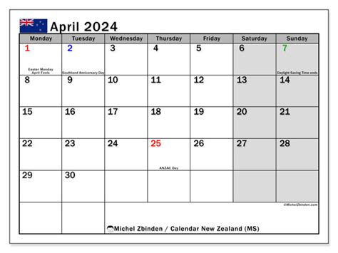 Printable Calendar April 2024 Nz - Ethel Janenna