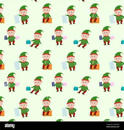 Pattern christmas elves Stock Photo - Alamy