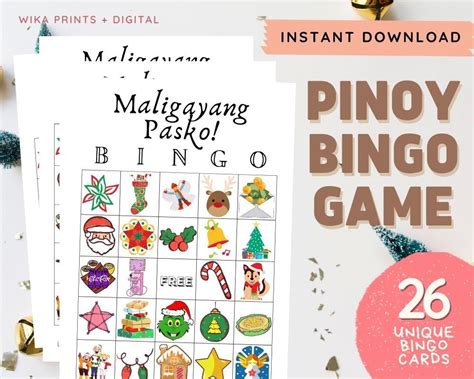 Pinoy Bingo Game 26 Cards Unique Filipino Christmas Images Printable ...