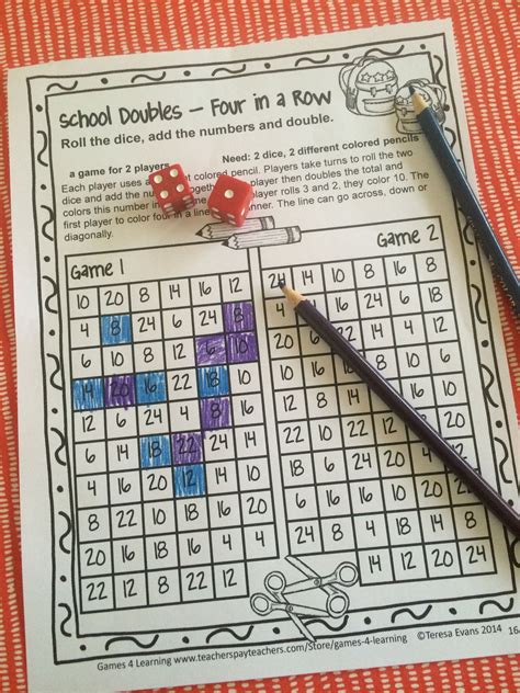 No Prep game for second grade - Players roll 2 dice, add and double ...