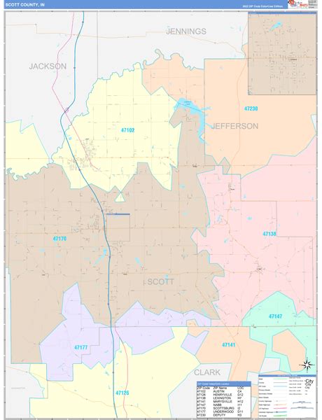 Scott County, IN Wall Map Color Cast Style by MarketMAPS - MapSales