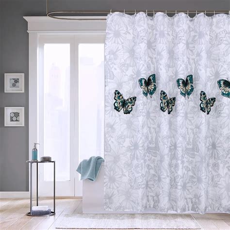 Elegant Butterfly Waterproof Polyester Shower Curtain Thick Washable ...