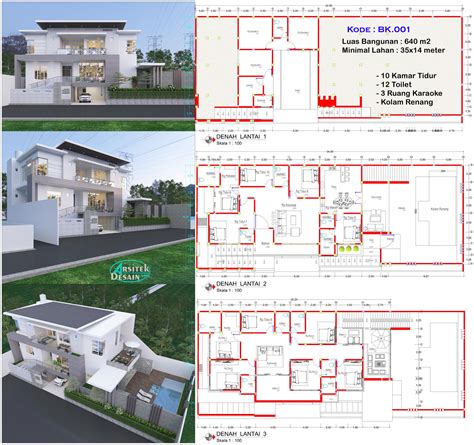 Desain Villa Mewah Tropis Modern 3 Lantai Kolam Renang Di Bogor