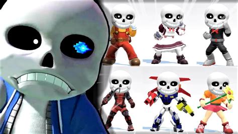 SANS UNDERTALE in ALL SMASH BROS ULTIMATE MII COSTUMES & OUTFITS (funny) - YouTube