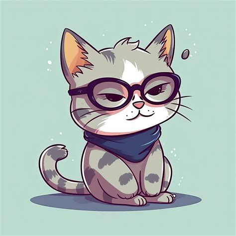 Cute cool cat wearing glasses cartoon icon illustration animal nature ...