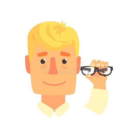 Young Man Holding Eyeglasses Cartoon Vector Illustration Stock Vector ...