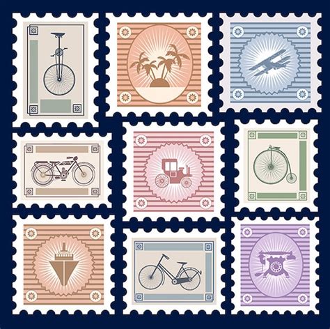 Retro Postage Stamps Clipart Old Stamps Postage Clipart | Etsy