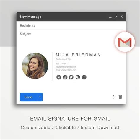 Gmail Email Signature Template. A modern email signature clickable template for Gmail. in 2021 ...