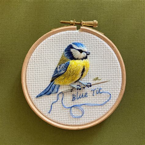 Garden Birds: Blue Tit - Original Hand Embroidery – The Bluebird ...