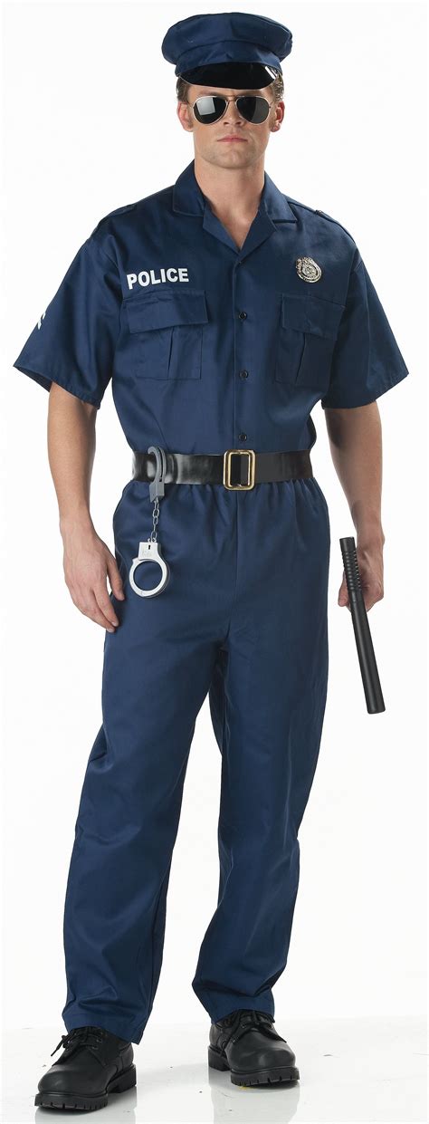 Police Officer Costume - Includes: blue shirt with front buttons & pockets, pants with an ...