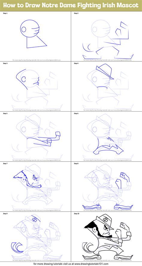 How to Draw Notre Dame Fighting Irish Mascot printable step by step ...