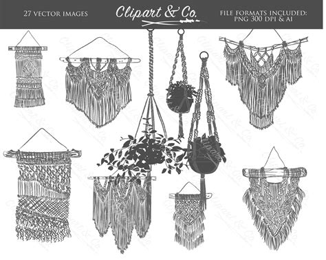 Wedding Clipart Macrame Clipart Boho Clipart Macrame SVG - Etsy Canada | Clip art vintage ...