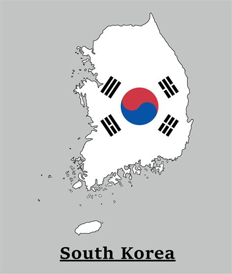 South Korea National Flag Map Design, Illustration Of South Korea Country Flag Inside The Map ...