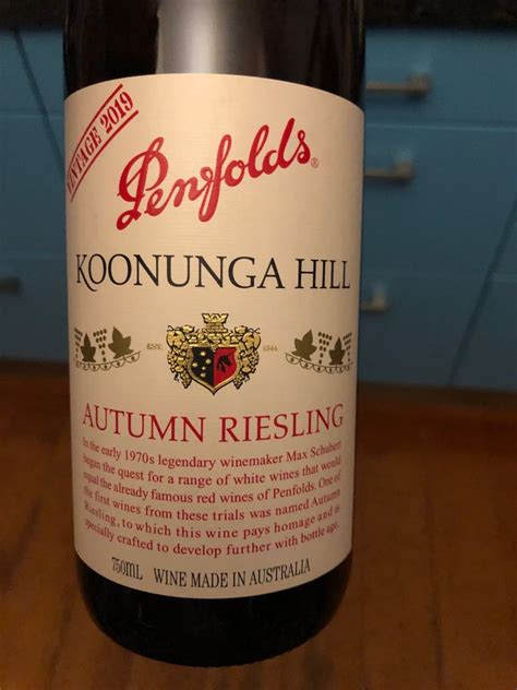 2018 Penfolds Riesling Autumn Riesling Koonunga Hill - CellarTracker