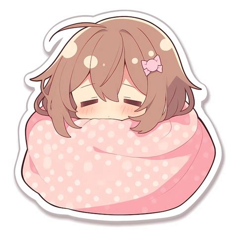 Premium AI Image | Kawaii Sleepy Blanket Girl Chibi Anime Vector Art ...