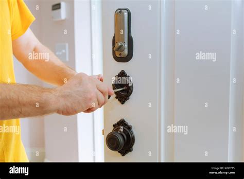 Installing deadbolt lock hi-res stock photography and images - Alamy