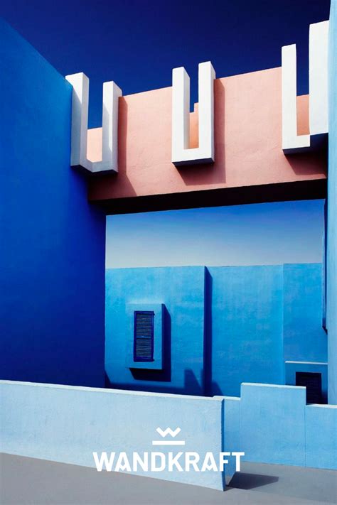 MIRAGE IN BLUE, Geometric shapes in striking hues of red, blue, lilac and pink: architecture and ...