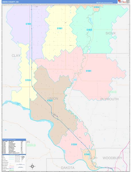 Union County, SD Wall Map Color Cast Style by MarketMAPS - MapSales