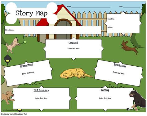 Cute Dogs Themed Story Map Template Storyboard