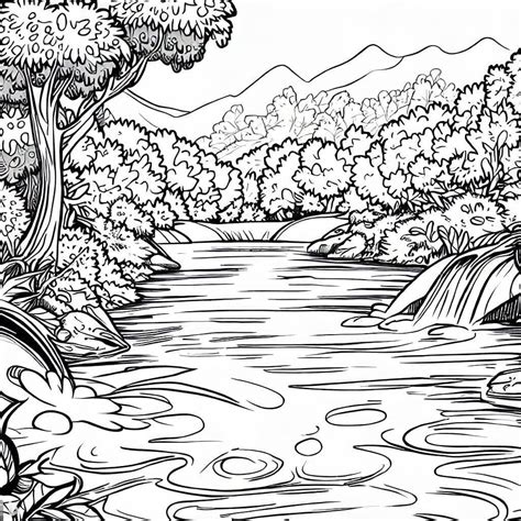 Wonderful River Landscape coloring page - Download, Print or Color ...