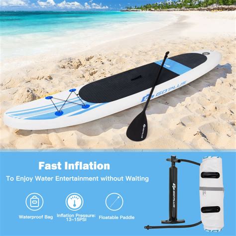 10 Feet Inflatable Stand Up Paddle Board with Carry Bag - Costway