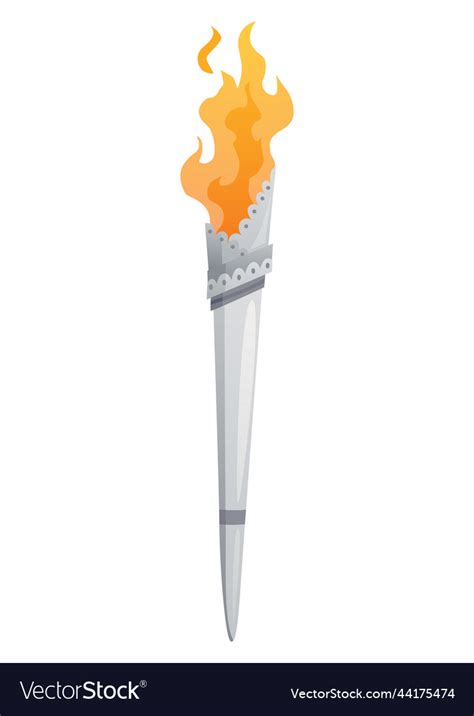 Medieval torch with burning fire ancient Vector Image