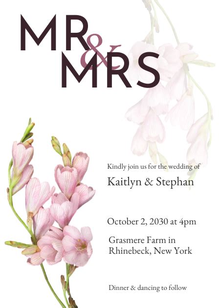 Mr & Mrs Wedding Invitation - Venngage