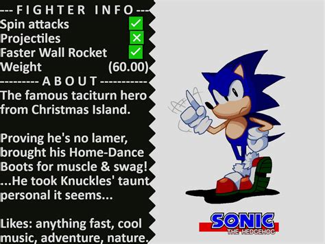 Sonic Fighters: Sonic Bio by MysticNoodle694 on DeviantArt